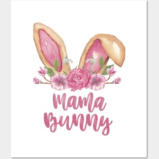 Mama Bunny - Easter Bunny Ears with Flowers Posters and Art